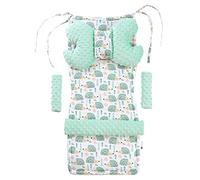 Medi Partners Funda Silla Paseo Verano Colchoneta Universal Carro Bebe Coche Colchón Capazo Saco para Carrito Protector Cochecito Sillas Fundas Cover (Erizos con menta Minky)