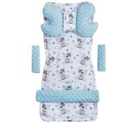 Medi Partners Inserto universal para cochecito Manta para cochecito 5p Protector de cinturón + superposición para diadema Algodón + Minky (Peluche con celeste Minky)