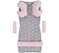 Medi Partners Inserto universal para cochecito Manta para cochecito 5p Protector de cinturón + superposición para diadema Algodón + Minky (Estrellas de Minky Rosa Claro)