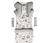 Medi Partners Inserto universal para cochecito Manta para cochecito 5p Protector de cinturón + superposición para diadema Algodón + Minky (Ciervo con gris Minky)