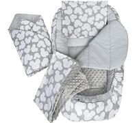 Medi Partners Juego de 5 Piezas Nido Bebé Recién 100x60x15cm Plantilla removible Cunas Nido para bebés Reductor de Cuna 100% Algodón (Mickey con Minky Gris)