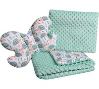 Medi Partners Juego de Manta para bebé 3en1 100% Algodón Manta de Gateo Minky 55x75 + Almohada Plana de 35x30cm y Almohada antichoque Mariposa