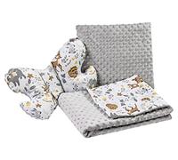 Medi Partners Juego de Manta para bebé 3en1 100% Algodón Manta de Gateo Minky 55x75 + Almohada Plana de 35x30cm y Almohada antichoque Mariposa