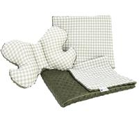 Medi Partners Juego de Manta para bebé 3en1 100% Algodón Manta de Gateo Minky 55x75 + Almohada Plana de 35x30cm y Almohada antichoque Mariposa