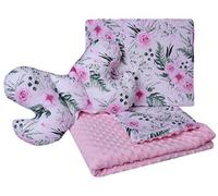 Medi Partners Juego de Manta para bebé 3en1 100% Algodón Manta de Gateo Minky 55x75 + Almohada Plana de 35x30cm y Almohada antichoque Mariposa