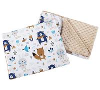 Medi Partners Manta Bebé con Almohada 100% Algodón Minky Cobija Infantil Reversible 55x75+35x30cm Multifuncional para Cochecitos Cunas Asientos niños