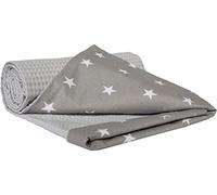 Medi Partners Manta para Bebe Mantas Recien Nacido Mantita Bebes 100% Algodon - 75x100cm Bilateral Blanket Verano Bebés Universal Confortable (Estrellas con Gris Gofre)