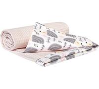 Medi Partners Manta para Bebe 75x100cm Mantas Recien Nacido Mantita Bebes 100% Algodon Waffle Verano Bebés Universal Confortable (Erizos con Rosa Waffle)