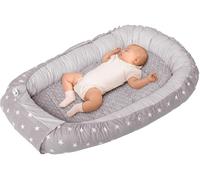 Medi Partners Nido Bebé Recién 100x60cm Plantilla removible 100% Algodón Cunas Nido para bebés Reductor de Cuna de Dos Caras (Estrellas Blancas sobre Gris con Gris Minky)