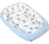 Medi Partners Nido de Bebé Recién Baby Nest 100% Algodón Waffle Protector de Cuna de Viaje Bebés 100x60x15cm Cierre Seguro (Teddy con Celeste Waffle)