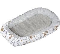 Medi Partners Nido Bebé Recién 100x60cm Plantilla removible 100% Algodón Cunas Nido para bebés Reductor de Cuna de Dos Caras (Ciervo con Minky Gris)