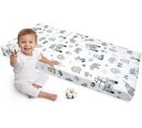 Medi Partners Sábana Bajera Ajustable 60x120cm 100% algodón Ropa de Cama para bebés colchón Saco de Dormir Cuna (Menta Zoo)