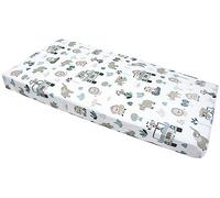 Medi Partners Sábana Bajera Ajustable 60x120cm 100% algodón Ropa de Cama para bebés colchón Saco de Dormir Cuna (Menta Zoo)