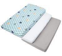 Medi Partners Juego de 3uds. Sábana Bajera Ajustable 60x120cm 100% algodón Ropa de Cama para bebés colchón Saco de Dormir Cuna