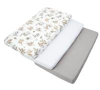 Medi Partners Juego de 3uds. Sábana Bajera Ajustable 60x120cm 100% algodón Ropa de Cama para bebés colchón Saco de Dormir Cuna