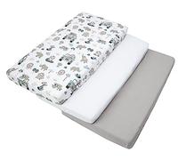 Medi Partners Juego de 3uds. Sábana Bajera Ajustable 60x120cm 100% algodón Ropa de Cama para bebés colchón Saco de Dormir Cuna