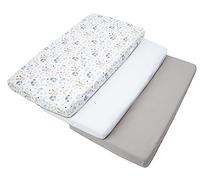 Medi Partners Juego de 3uds. Sábana Bajera Ajustable 60x120cm 100% algodón Ropa de Cama para bebés colchón Saco de Dormir Cuna