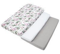 Medi Partners Juego de 3uds. Sábana Bajera Ajustable 60x120cm 100% algodón Ropa de Cama para bebés colchón Saco de Dormir Cuna