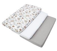 Medi Partners Juego de 3uds. Sábana Bajera Ajustable 60x120cm 100% algodón Ropa de Cama para bebés colchón Saco de Dormir Cuna