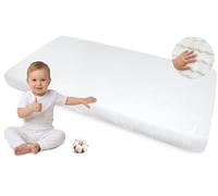 Medi Partners Sabana Bajera Cuna 70x140-100% Algodon Muselina Sabanas de Algodón Bebe Ropa de Cama para Bebés Dormir Cuna Fitted Bed Sheet Protector(Blanco)