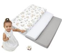 Medi Partners Sabana Bajera Cuna 70x140 Set de 3-100% Algodon Sabanas de Algodón Bebe Ropa de Cama para Bebés Dormir Cuna Fitted Bed Sheet Protector(Safari-Blanco-Gris)