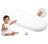 Medi Partners Sabanas Cuna Bebe 86x40 Sabana Bajera Capazo Funda Colchon Combiador para Carro - 100% Algodón Muselina Universal Minicuna Moises Sábanas Carrito (Blanco)