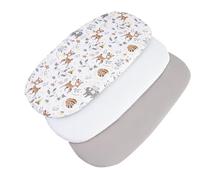 Medi Partners Sabanas Cuna Bebe 86x40 Sabana Bajera Capazo Set de 3 Funda Colchon Combiador para Carro - 100% Algodón Universal Minicuna Moises Sábanas Carrito (Ciero-Blanco-Gris)