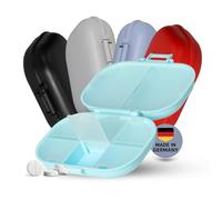 Medi - Pastillero para 7 días, sin BPA, con un total de 8 compartimentos para suficiente espacio, transporte seguro mediante cierre de clic, almacenamiento de medicamentos para la semana, color: azul
