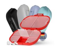 Medi - Pastillero para 7 días, sin BPA, con un total de 8 compartimentos para suficiente espacio, transporte seguro mediante cierre de clic, almacenamiento de medicamentos para la semana, color: rojo
