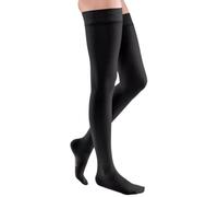 medi ven Elegance CCL1 - Medias de compresión hasta el muslo, punta cerrada, con banda superior, color negro, longitud estándar, talla 4
