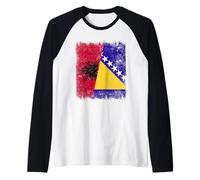 Media Bandera de Albania Bosnia y Herzegovina Camiseta Manga Raglan