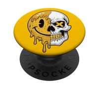 Media Calavera, Mitad Feliz, Trance, Danza, Música de Baile Retro PopSockets PopGrip Adhesivo