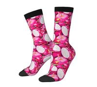 Media Deporte Fruta Del Dragón Roja Brillante Calcetines Futbol Transpirables Crew Socks Antideslizantes Medias Deportivas Para Regalo Aniversario Yoga 40Cm