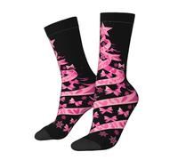 Media Deporte Lazo Navideño Para Concienciar Sobre La Lucha Contra El Cáncer De Mama. Medias Deportivas Suaves Crew Socks Transpirables Medias Ciclismo Para Regalo Tennis Yoga 40Cm