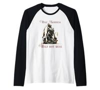 Media Diosa, Hot Mess Funny Espiritual Manifestación Camiseta Manga Raglan