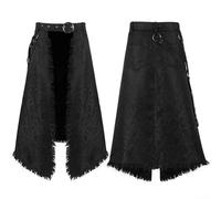 Media falda gótica para hombre, falda steampunk para hombre, disfraz medieval renacentista, jacquard con frente abierto, falda burlesque, ropa de escenario masculino, Harajuku Street Fashion Larp (L