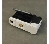 Media funda de piel sintética, funda para cámara Fujifilm X-E5 estilo retro, funda protectora con apertura inferior y diseño de agarre de mano (gris)