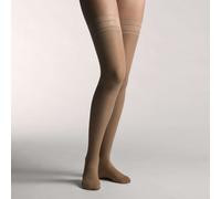 Media Larga Farmalastic Talla Mediana Color Beige - Con Blonda de Silicona Compresión Fuerte Piernas Bonitas