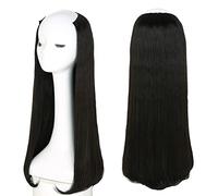 Media peluca en forma de U de 24 pulgadas, extensión de pelo sintético lacio con extremos ligeramente ondulados para parte media alrededor de la cabeza, postizo invisible negro