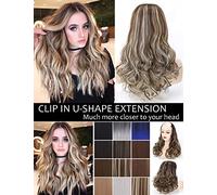 Media peluca sintética en forma de U, 230 g, postizo natural para mujer, 61 cm, extensiones de cabello ondulado con clip, 2#