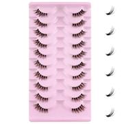 Media Pestañas Postizas 10 pares de Pelo Artificial 3D Multipack, Banda Transparente, Natural Pestañas Falsa Largas Adecuado para Trabajar Citas Fiesta (1001)