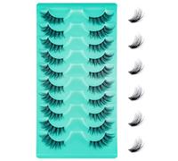 Media Pestañas Postizas 10 pares de Pelo Artificial 3D Multipack, Banda Transparente, Natural Pestañas Falsa Largas Adecuado para Trabajar Citas Fiesta (Verde)
