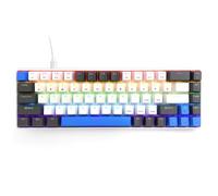 Media-Tech RED CORE MX60 Teclado mecánico para juegos 60% 68 llaves Interruptores rojos silenciosos Retroiluminación multicolor Anti-fantasma USB-C Tamaño compacto Ergonómico Blanco Azul