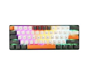 Media-Tech ZONE 61 MT1258 Teclado mecánico para juegos 60% compacto 61 teclas interruptores rojos silenciosos Retroiluminación LED 19 modos anti-fantasma USB-C ergonómico mini formato