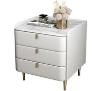 Mediados de siglo Modern Nightstand con cuero sintético y patrón de mármol Top 3 cajón mesa de cama para el almacenamiento en el dormitorio