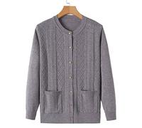 Mediana Edad Mayores Jersey De Punto para Mujer - Suéter De Punto Suave Suéteres De Mujer De Mediana Edad Chaqueta Cardigan Primavera Otoño Outerwear Tops Ropa De Madre Casual, Gris, 3XL