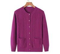 Mediana Edad Mayores Jersey De Punto para Mujer - Suéter De Punto Suave Suéteres De Mujer De Mediana Edad Chaqueta Cardigan Primavera Otoño Ropa Exterior Tops Ropa Casual De Madre, Púrpura, 3XL