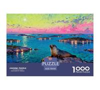 Medianoche de Verano en el archipiélago Sueco Puzzle De Madera Impermeable Puzzles De 1000 Piezas para Adultos Divertido Rompecabezas para Decoración del Hogar