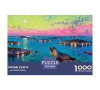 Medianoche de Verano en el archipiélago Sueco Puzzle De Madera Impermeable Puzzles De 1000 Piezas para Adultos Colorido Rompecabezas Juegos Desafiantes