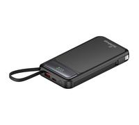 MediaRange Batería portátil Adicional de 10.000 mAh con Cables de Carga Integrados y Pantalla LCD, Compatible con USB-C Power Delivery y Quick Charge, Color Negro